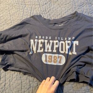 Aeropostale Faded Grey Graphic Crop Tee